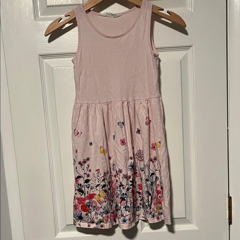 H&M Light Pink Floral & Butterfly Tank Dress